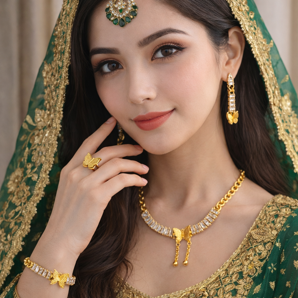 Gold Plated Butterfly Jewelry Set