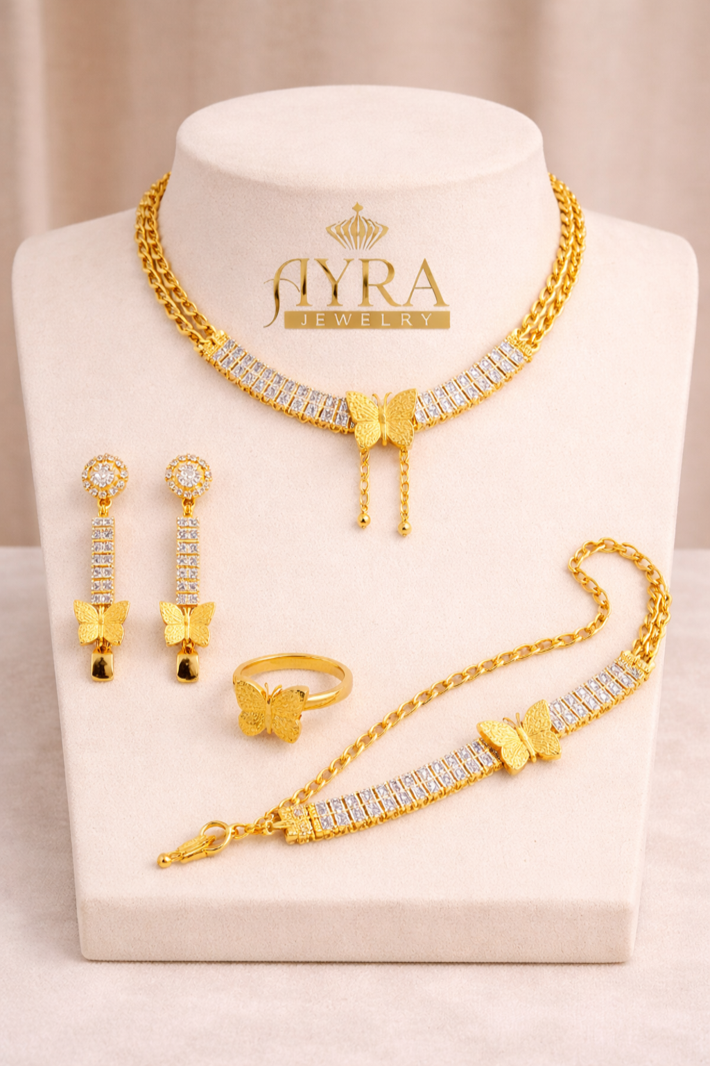 Gold Plated Butterfly Jewelry Set