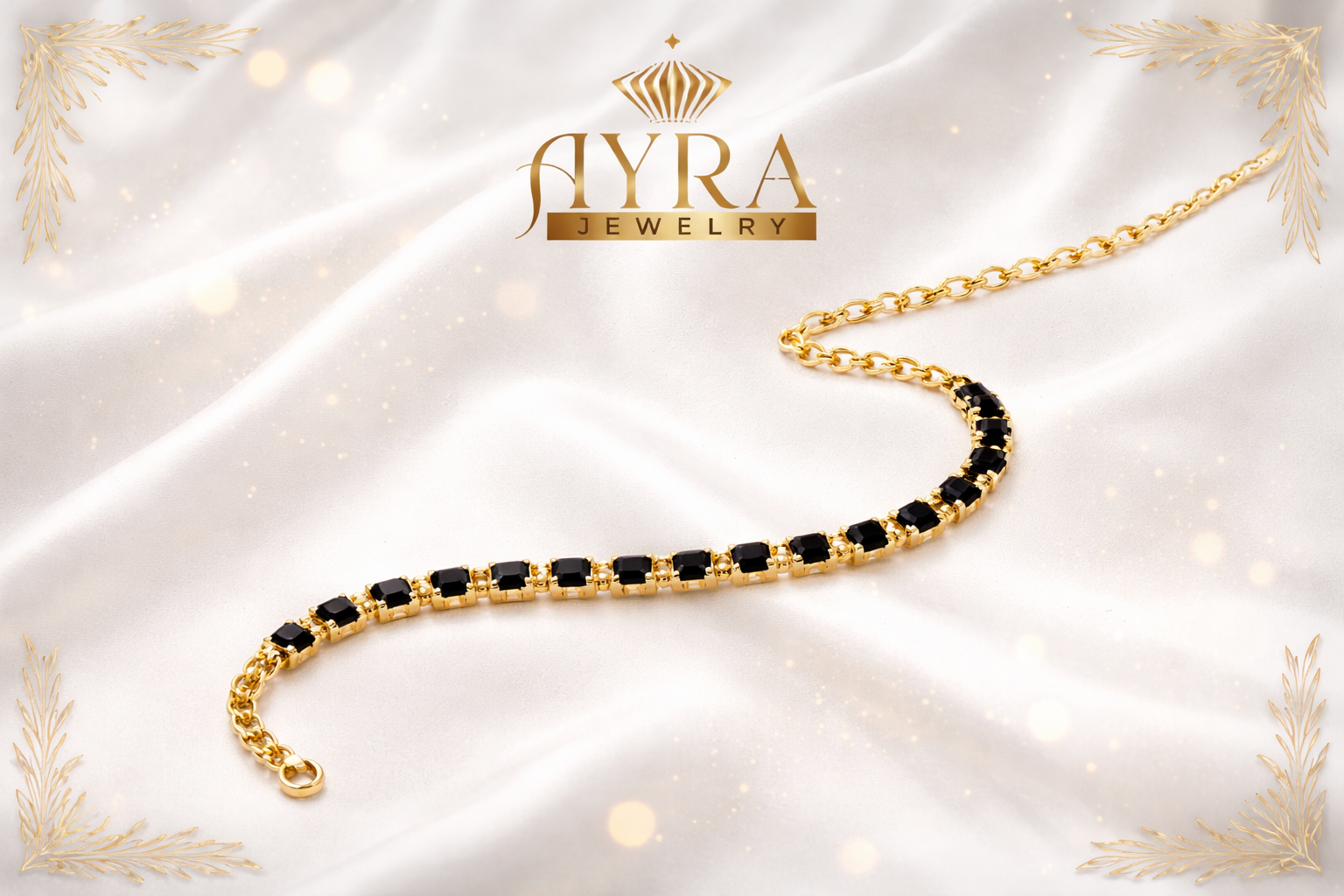 Gold Tone Swarovski Crystal Tennis Bracelet