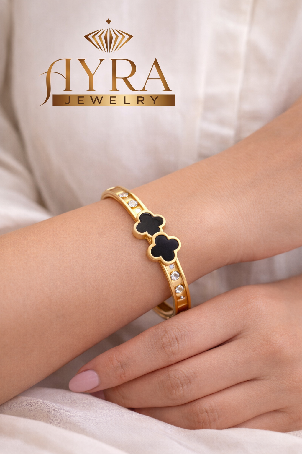 1 Carat American Diamond Clover Bracelet  Premium Edition