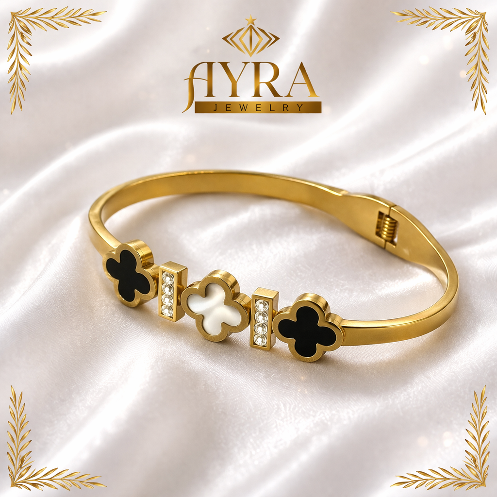 Gold-Plated Luxury Clover Charm Bracelet