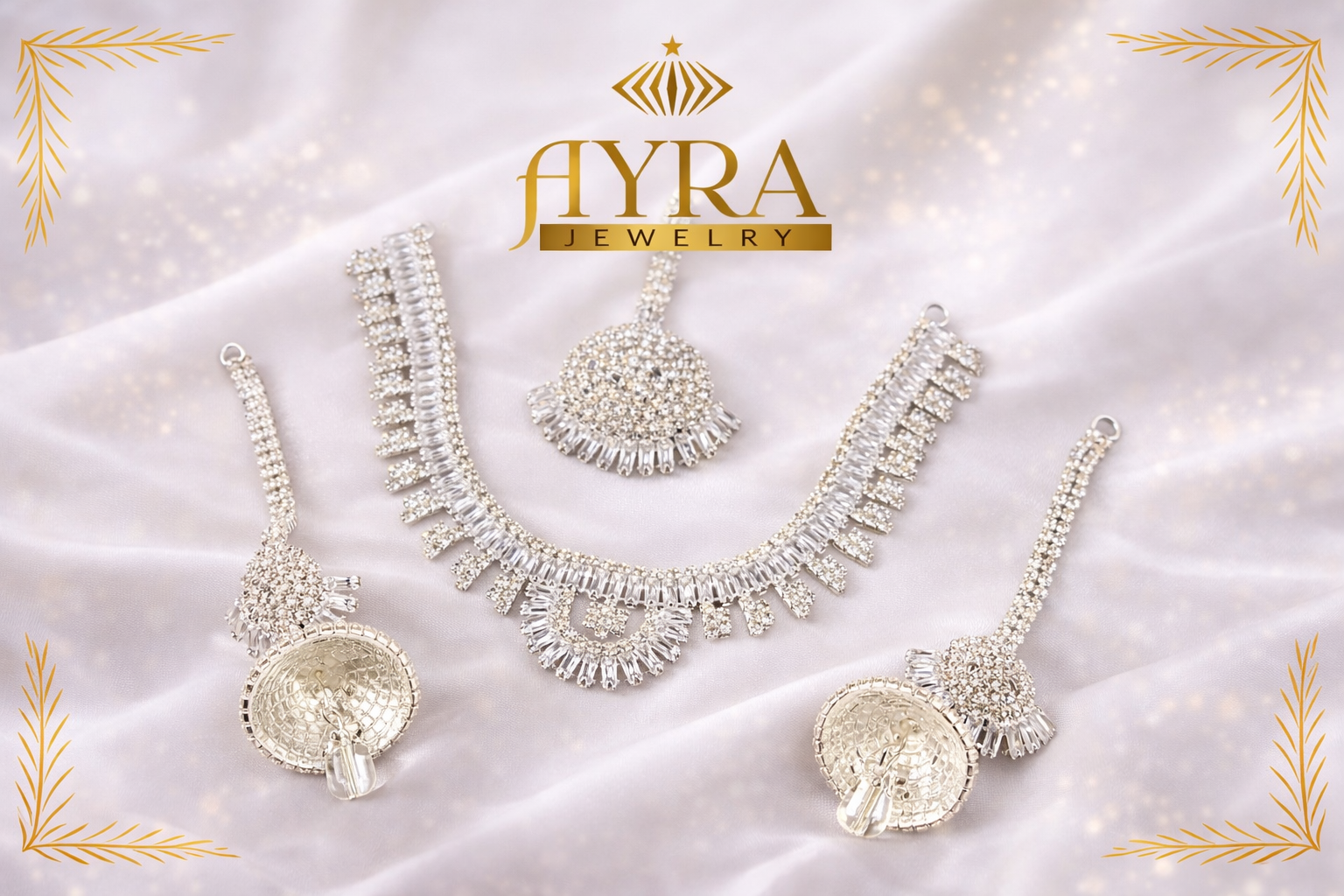 Silver Toned Zircon-Studded Bridal Jewelry Set